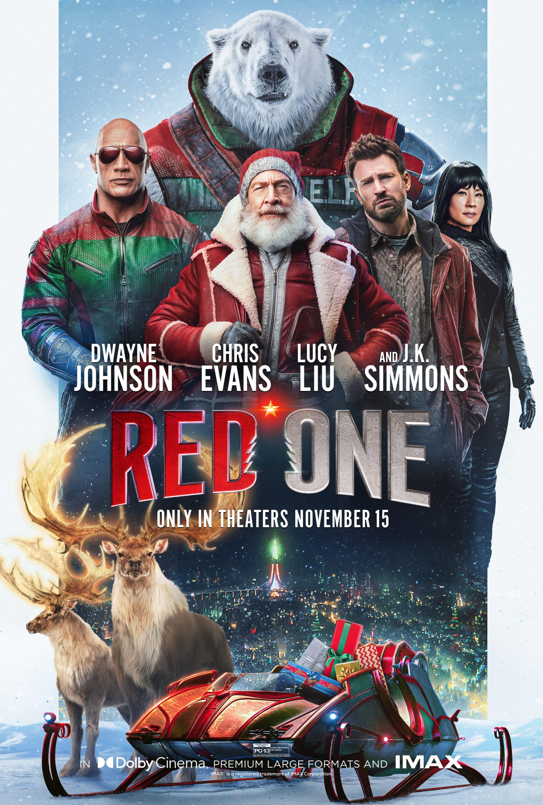 RED ONE movie poster featuring action stars, 2025 release